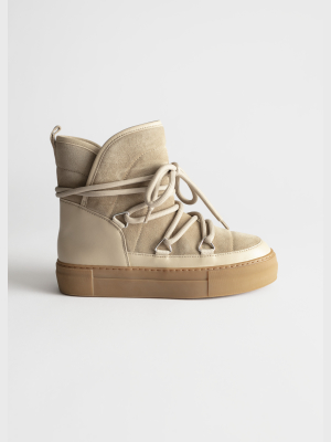 Shearling Lined Suede Snow Boots