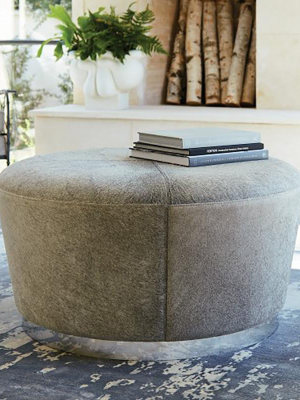 Studio A Tapered Ottoman - Grey Hair-on-hide