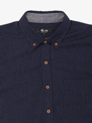 Long Sleeve Button-up Shirt, Thin Blue Shima