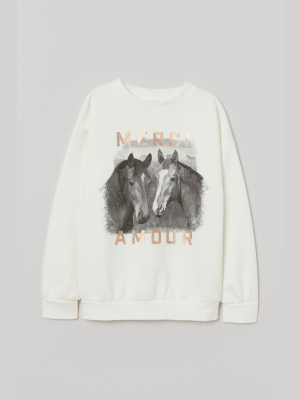 Sweatshirt With Printed Design