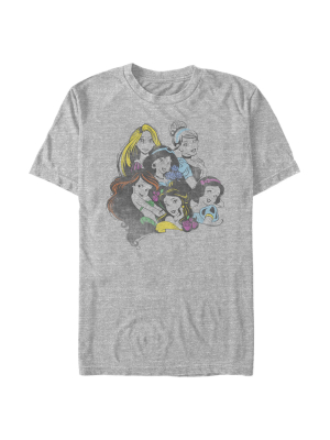 Men's Disney Princesses Group Bold Color Pop T-shirt