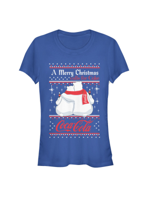 Junior's Coca Cola Merry Christmas Polar Bear T-shirt