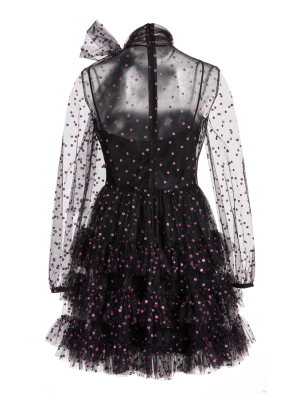 Glittered Polka-dot Organza Mini Dress