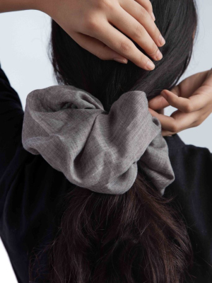 Grey Oversized Cotton Scrunchie