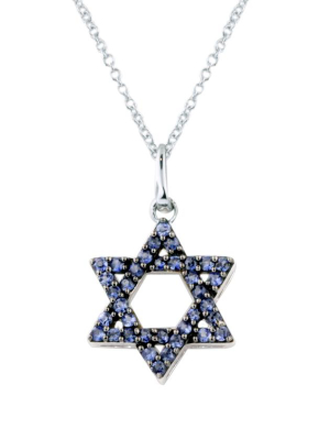 Effy Novelty 14k White Gold Blue Sapphire Star Of David Pendant, 0.36 Tcw