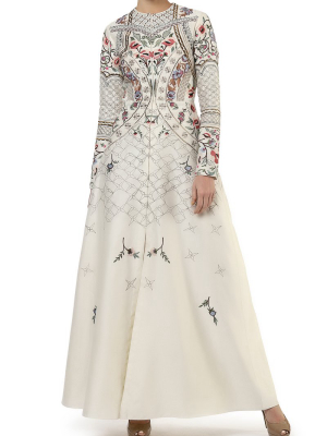 Paneled Embroidered Gown