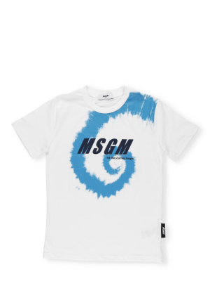 Msgm Kids Tie Dye Logo Printed T-shirt