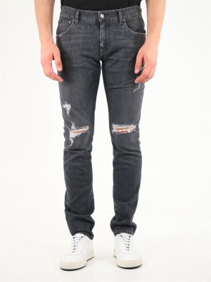 Dolce & Gabbana Ripped Skinny Leg Jeans