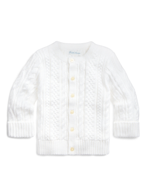 Aran-knit Cotton Cardigan