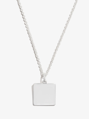 Engravable Square Charm Necklace, 21''