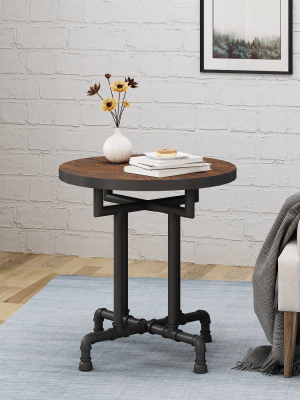 Westleigh Industrial Wood End Table Dark Brown - Christopher Knight Home