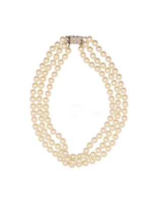 Pearl Deco Clasp Jackie O Necklace
