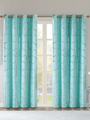 Arielle Total Blackout Metallic Printed Curtain Panel