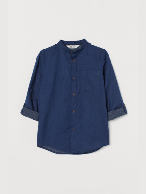 Band-collar Shirt