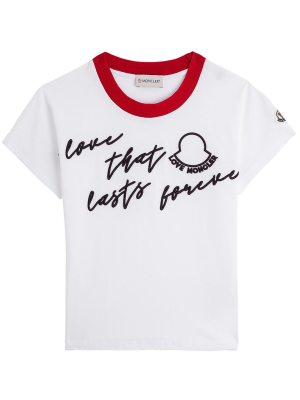 Moncler Enfant Slogan Embroidered T-shirt