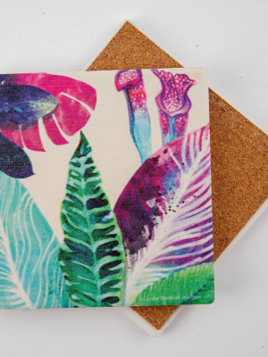 4pk Ceramic Watercolor Palms Print Coasters - Thirstystone