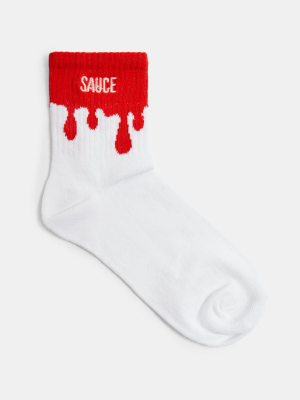 Red Sauce Dripping Tube Socks