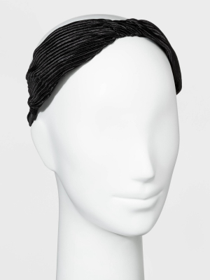 Satin Pleated With Twist Headband - A New Day™ Black