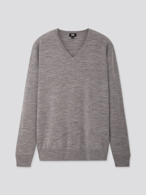 Men Extra Fine Merino V-neck Long-sleeve Sweater