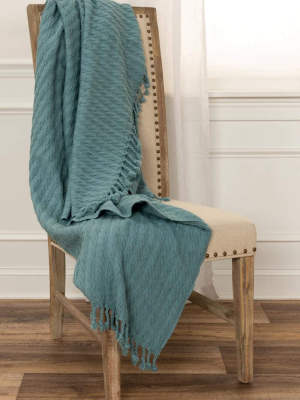 Teal Cotton Knitted 50" X 60" Throw