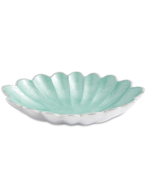 Julia Knight Peony 8" Oval Bowl In Aqua