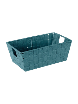 Simplify Small 6.5" Woven Strap Storage Bin Navy