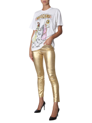 Moschino Metallic Mid Rise Slim Fit Trousers