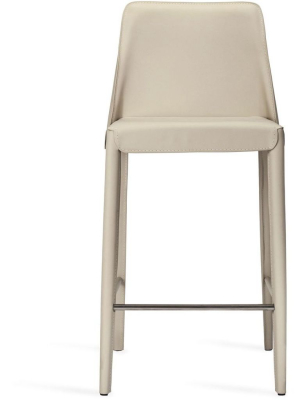 Interlude Home Malin Counter Stool - Mediterranean Sand - Polished Nickel