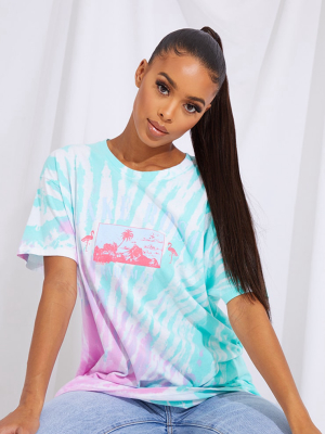 Green Lake Rosa Logo Oversized Tie Dye T Shirt