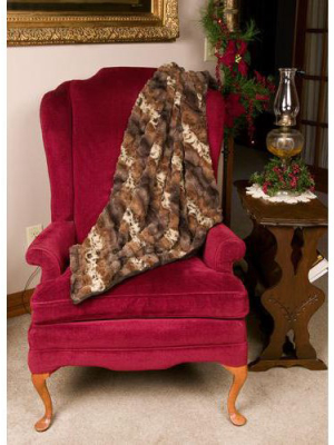 Northlight 50" X 58" Extra Soft Faux Fur Throw Blanket With Suede Bottom - Brown/beige