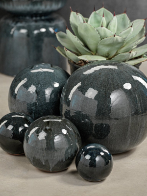 Cortez Blue-gray Glazed Stoneware Decorative Ball