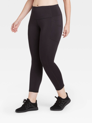 Women's Sculpted Mid-rise 7/8 Leggings 24" - All In Motion™ Black