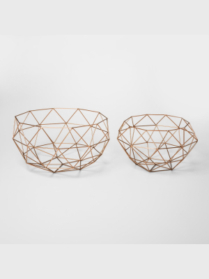 Set Of 2 Round Modern Reflections Iron Geodesic Basket - Olivia & May