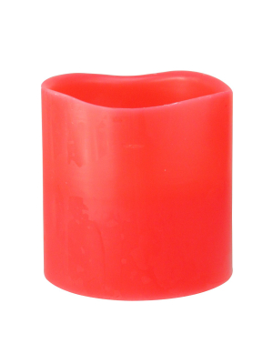 Northlight 6" Prelit Led Battery Operated Flameless 3-wick Flickering Pillar Candle - Red