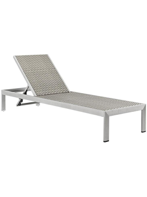 Wharf Silver Gray Outdoor Patio Aluminum Chaise Lounge