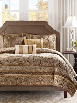 Mirage 6pc Polyester Jacquard Quilted Coverlet Bedding Set