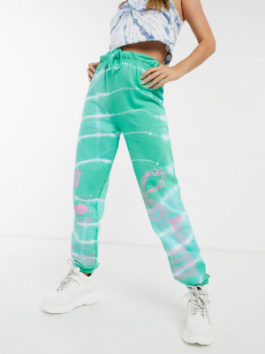 New Girl Order Relaxed Sweatpants With Dragon Print In Tie Dye Co-ord