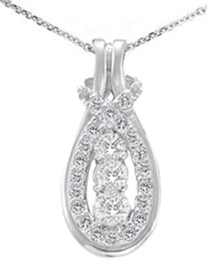 Pompeii3 1/2ct Love Knot Diamond Three Stone White Gold Pendant