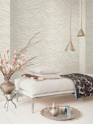 Zebra Wallpaper In Grey From The Watercolor Florals Collection By Mayflower Wallpaper