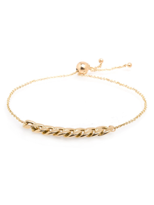 14k Large Curb Chain Station Bolo Bracelet