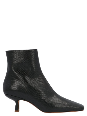 By Far Lange Embossed Square-toe Ankle Boots