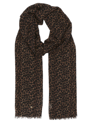 Saint Laurent Heart Leopard Print Scarf