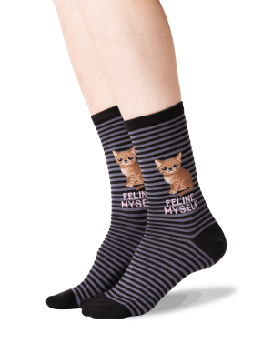 Women's Feline Myself Crew Socks