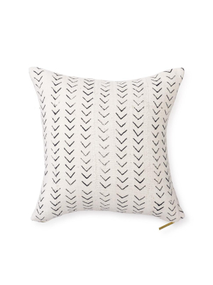 Ecru Mud Cloth Iv - Throw Pillow 18" X 18"