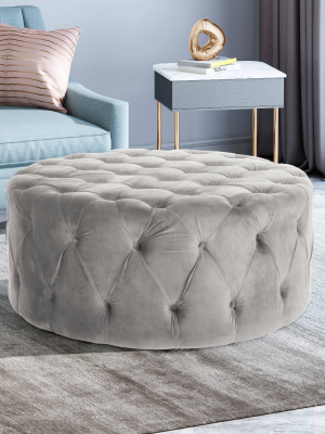 Orla Modern Glam Round Ottoman - Christopher Knight Home