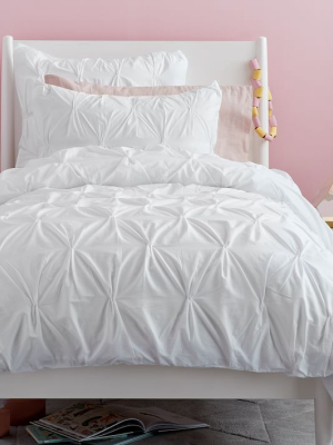 Organic Cotton Pintuck Duvet Cover & Shams - White