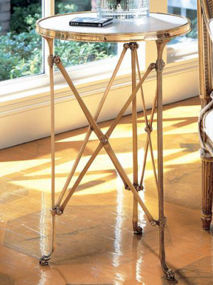 Global Views Directoire Table In Brass And White Marble