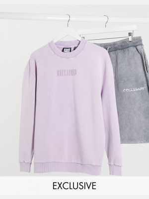 Reclaimed Vintage Inspired Logo Sweatshirt In Washed Lilac