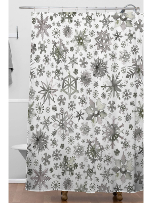 Ninola Design Winter Stars Snowflakes Christmas Shower Curtain Gray - Deny Designs