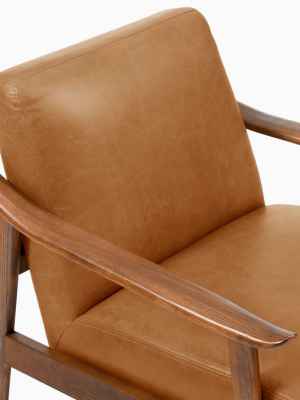 Mid-century Vegan Leather Show Wood Chair